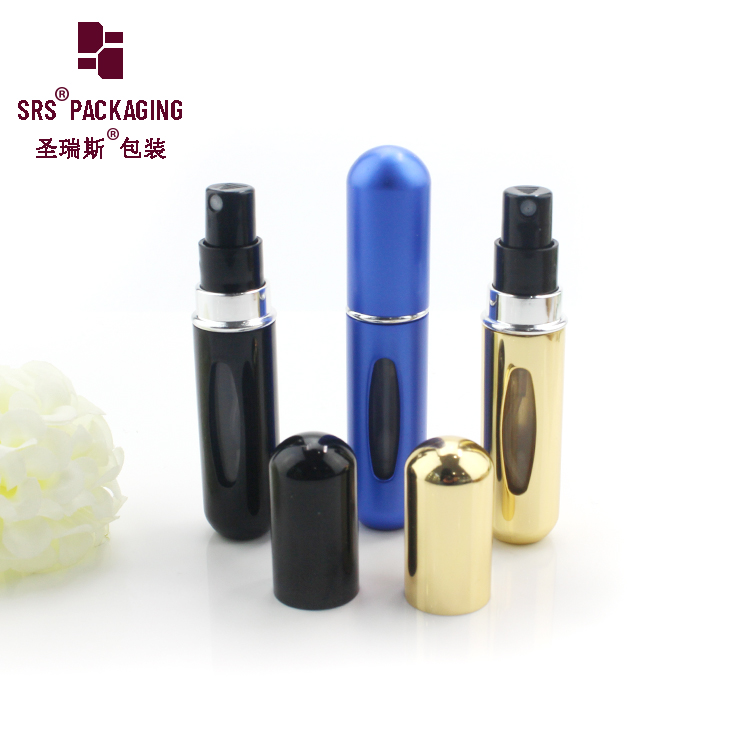Wholesale 5ml Mini Travel Pocket Refillable Spray Perfume Bottle With Inspection Window Empty Aluminum Atomizer