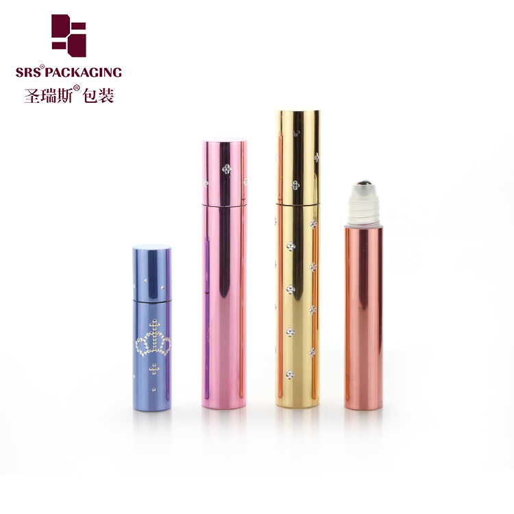 Wholesale Cosmetic Packaging Luxury Gold Aluminum Roll On Bottle 10ml With Steel Roller Ball