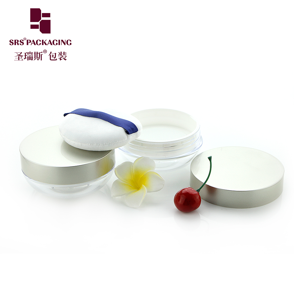 Wholesale Empty Transparent Loose Powder Jar 20g With Luxury Champagne Lid and Soft Puff