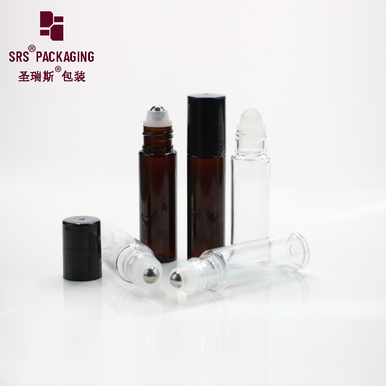 Wholesale Glass Ball 10ml Roll on PET eco friendly Bottle Roller Bottle Container for Lip Oil Hair Toxic Pack 100% NO Leakage