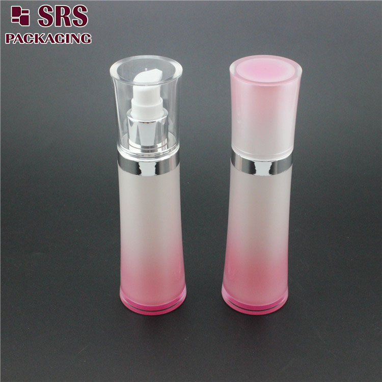 L094 Wholesale Pink Round Waist Plastic Empty Pump Bottle 50ml