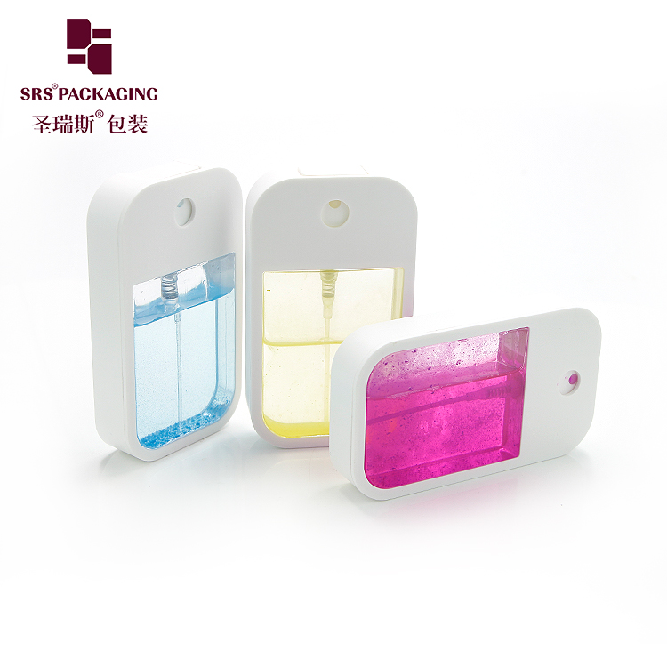 Wholesale pocket sized plastic perfume spray bottle empty 40ml square shape credit card perfume bottles