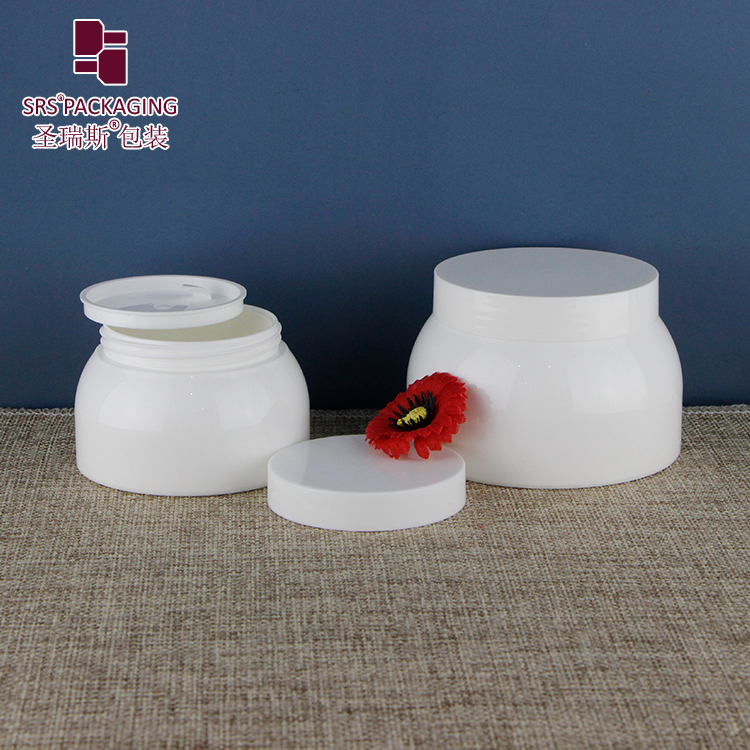 Unique bowl shape 50ml 100ml white PP plastic jar glossy double wall design cream container