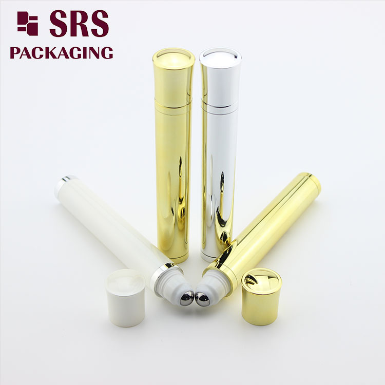 empty 10ml Vibrating Metalized Gold silver Massage Roll on Bottle