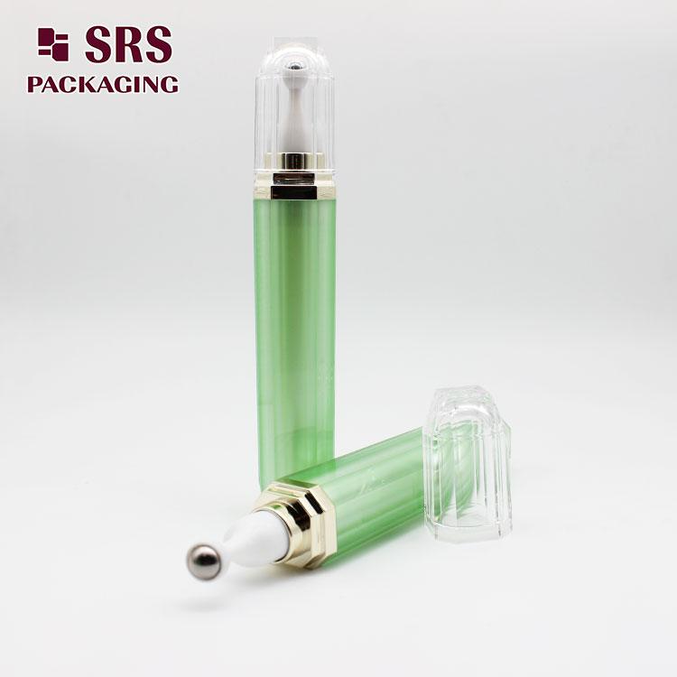 L002 empty hexagon Painting green Color Acrylic Roller Bottle