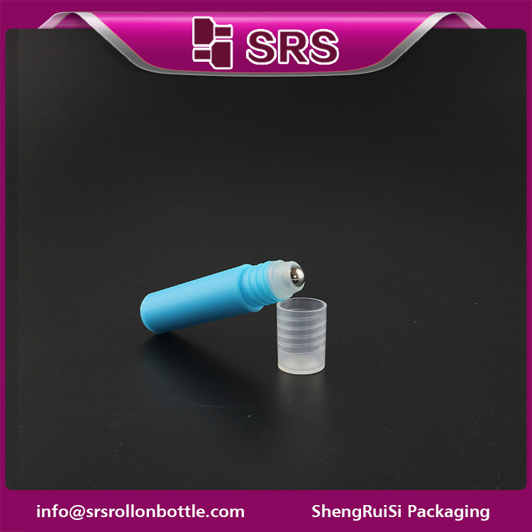 empty Plastic 5ml blue Roller Ball Bottle with PP Lid