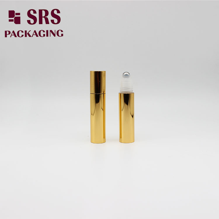 empty gold Aluminum Roll on Bottle 10ml Cosmetic Container