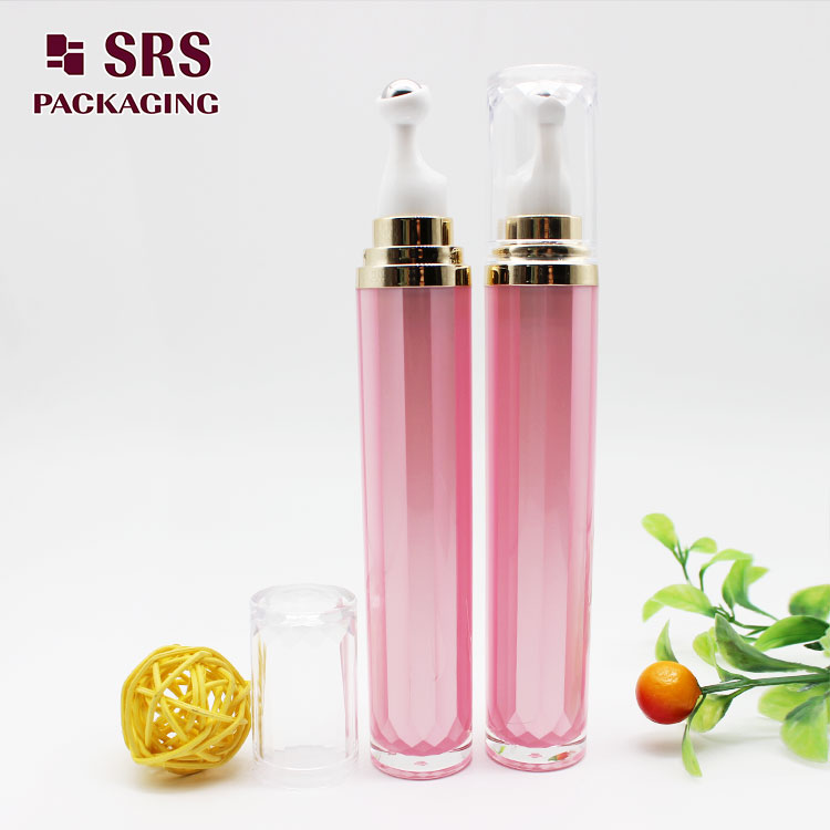 AY004 empty pink acrylic 20ml roller ball bottle for eye serum