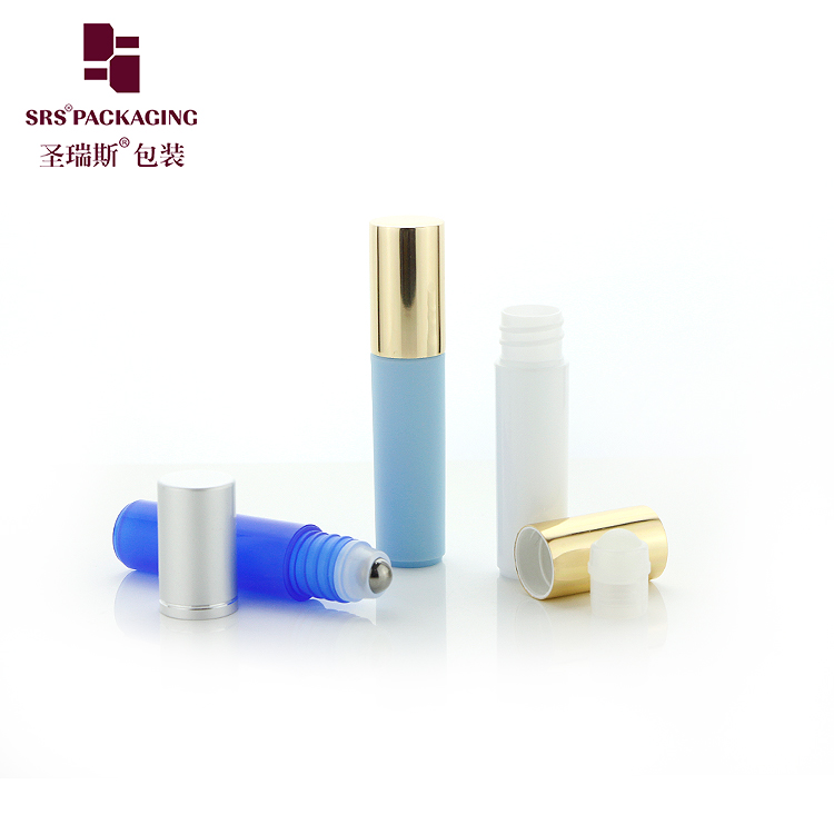 frosted natural PP colorful aluminum cap empty perfume 5 ml roll on bottle in stock