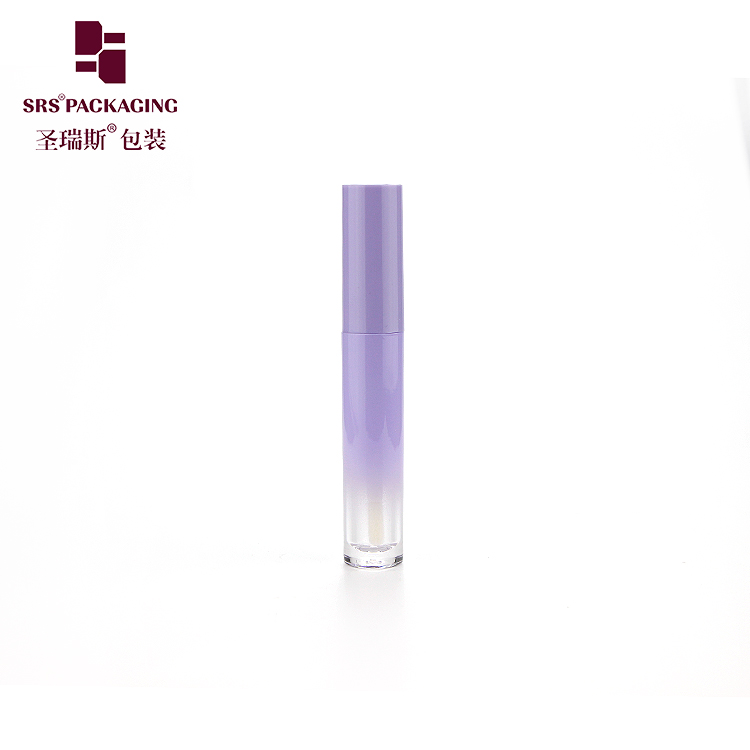 gradient purple color plastic round cosmetic lip gloss tube unique