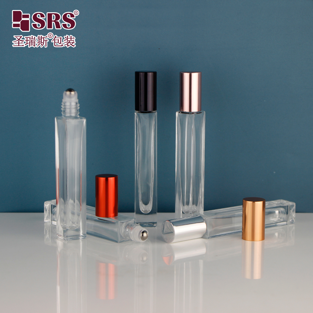 luxury transparent thick wall 10 ml roll on perfume bottle glass