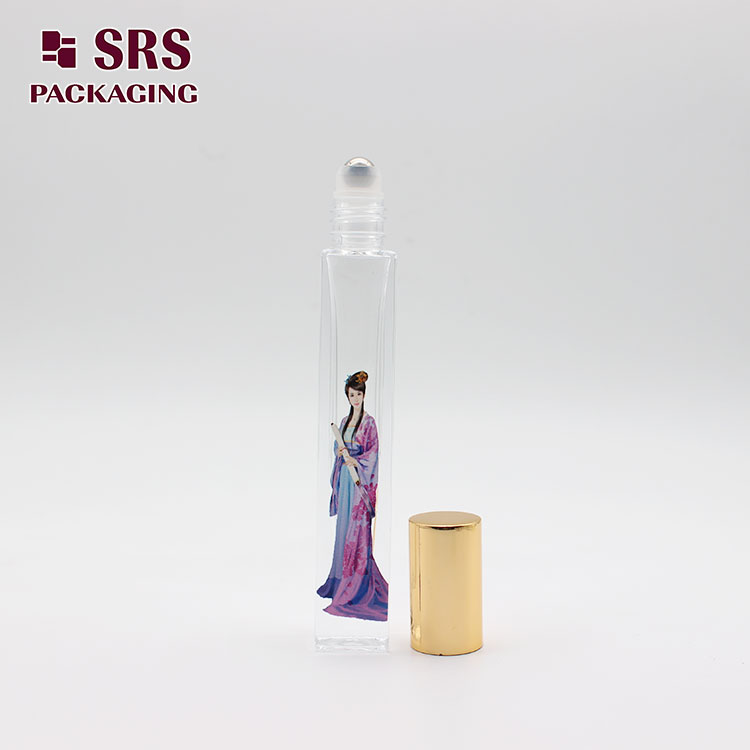 GB2-10ml pretty 3D Painted Craft 10ml Clear Glass Roll-on Perfume Bottle