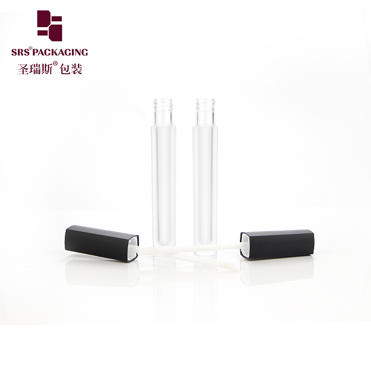 square shape empty plastic frosted clear cosmetic lipgloss tube