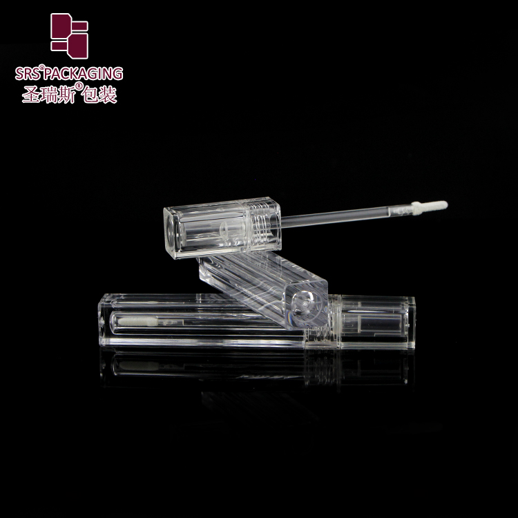 transparent lipgloss tube  square shape Plastic cosmetic packaging